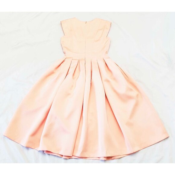 $1600 NWT Escada Womens Peach Pink Satin Fit & Flare Pleated Domera Dress 32 XS - Picture 5 of 12